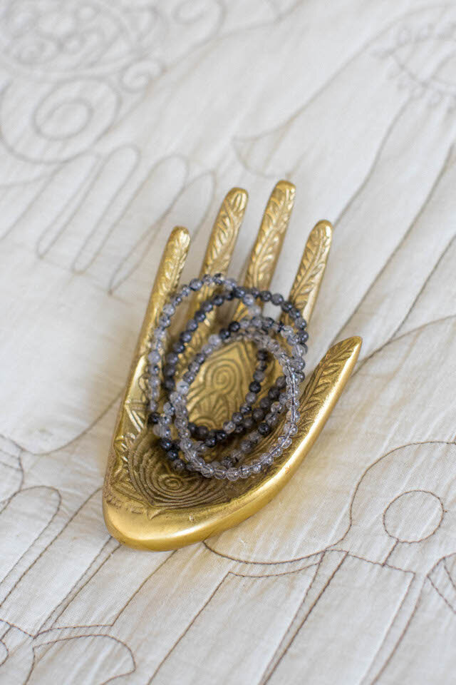 Tourmalated Quartz Crystal Beaded Bracelet - Mini