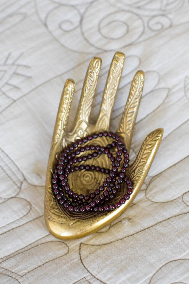 Garnet Crystal Beaded Bracelet - Mini