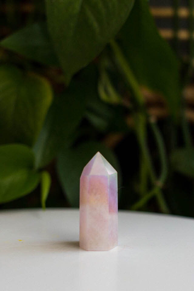 Rainbow Rose Quartz Crystal Point