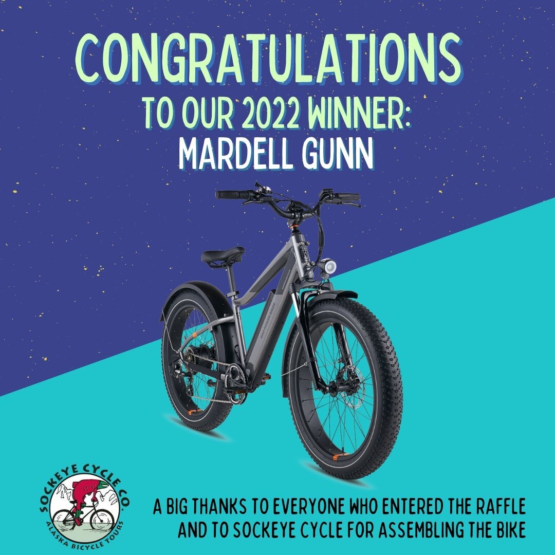 Congrats to Mardell Gunn of Haines, this year's e-bike winner! 🚲✨A huge shout out to our amazing local bike shop #sockeyecycle and THANK YOU to everyone that participated in the raffle!