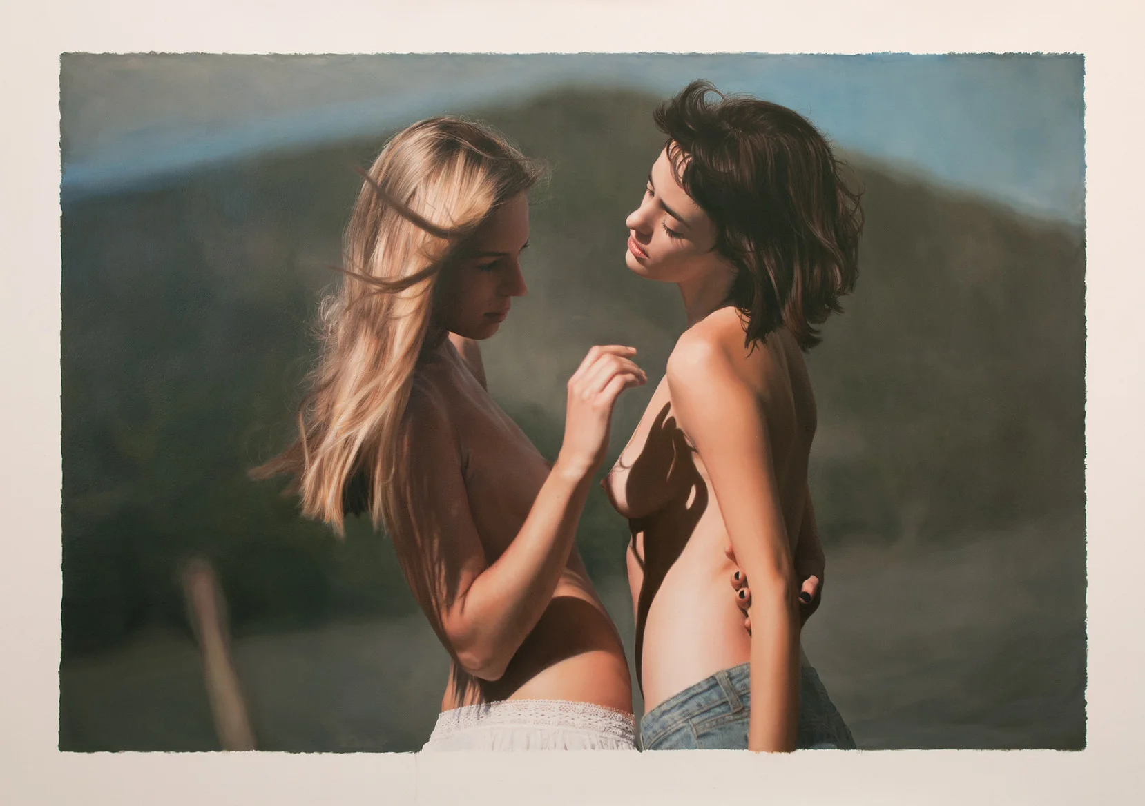 <i>Untitled</i>; Zuzanna and Olya, 42x60 inches, oil on paper, 2014