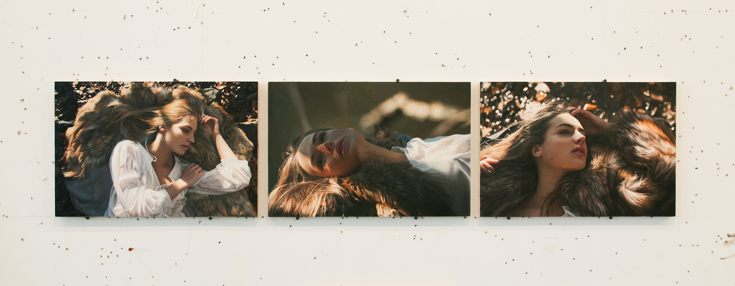<i>Untitled</i>; Zuzana Triptych, oil on paper mounted on wood, 12 x 18 in, 2010