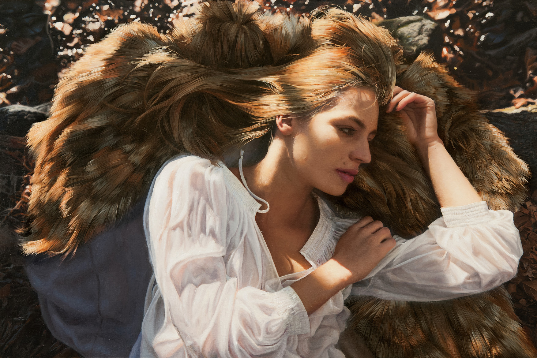<i>Untitled</i>; Zuzana Triptych, oil on paper mounted on wood, 12 x 18 in, 2010