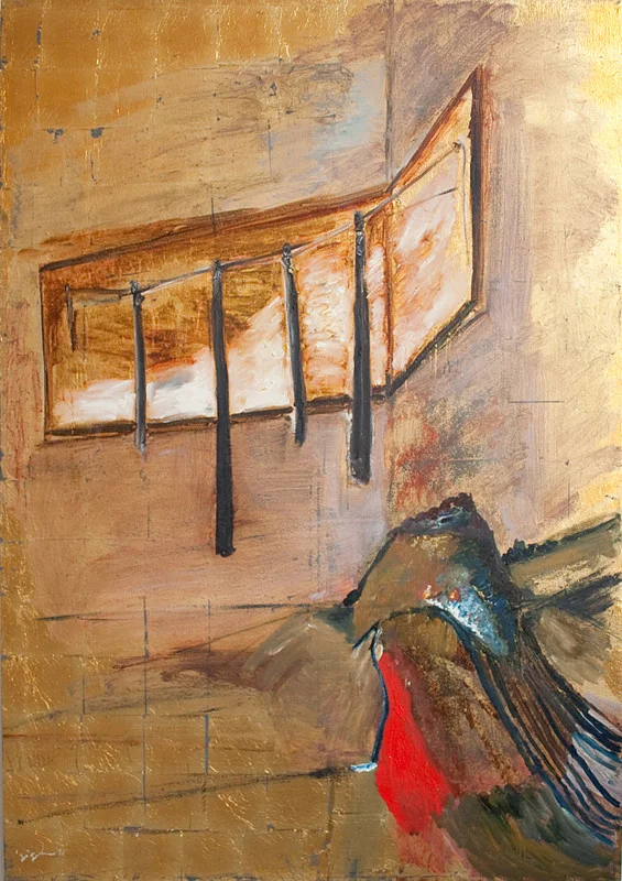 <i>The Coat</i>, Mixed media and oil on canvas, 81x57in, 1996