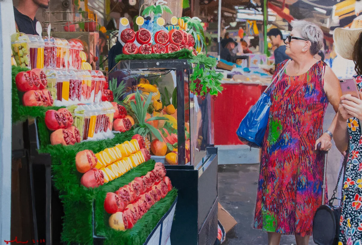 Untitled Tel Aviv</em>, 12 x 18 inches, oil on paper mounted on wood, 2020