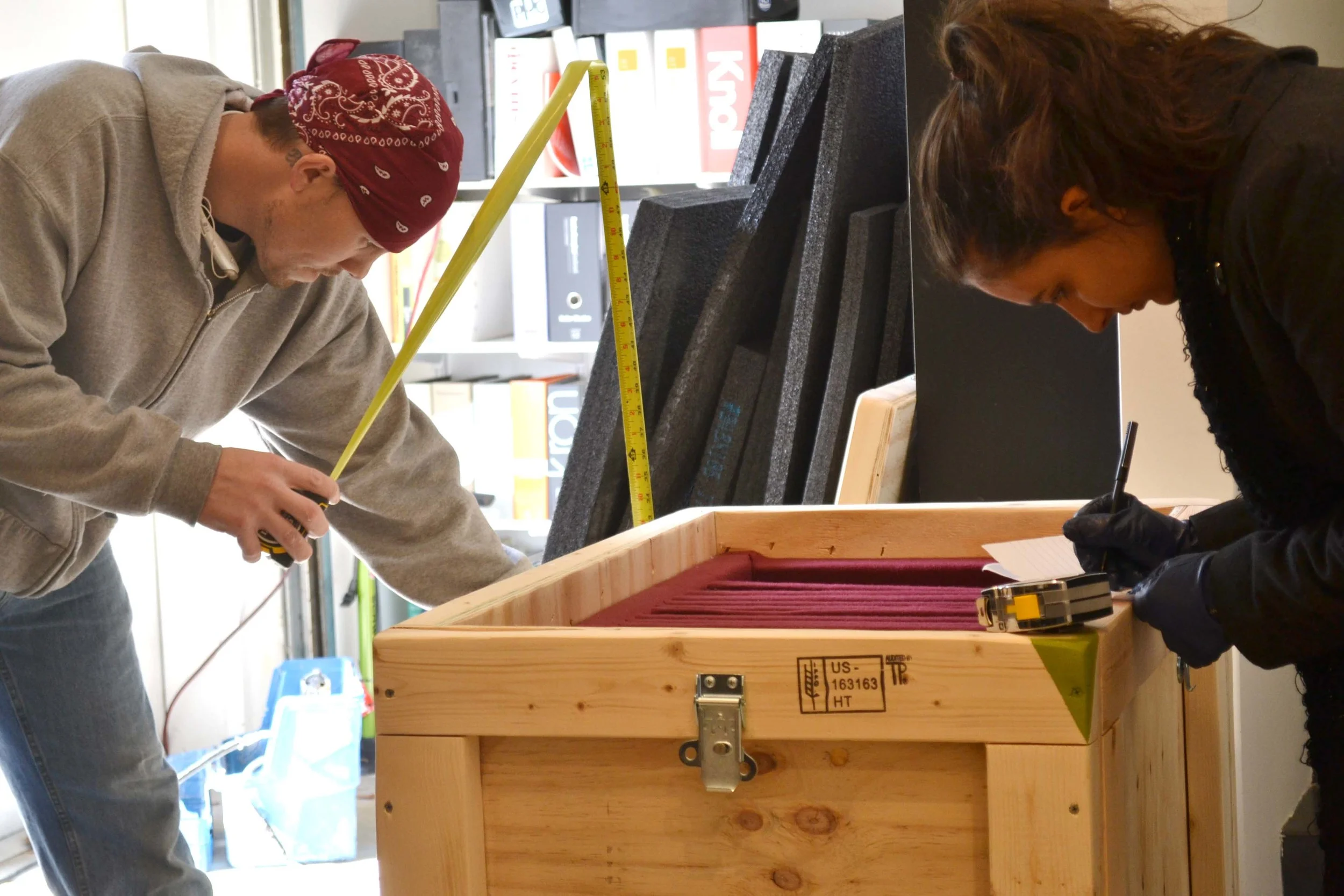crating the exhibition pieces to ship to Venice
