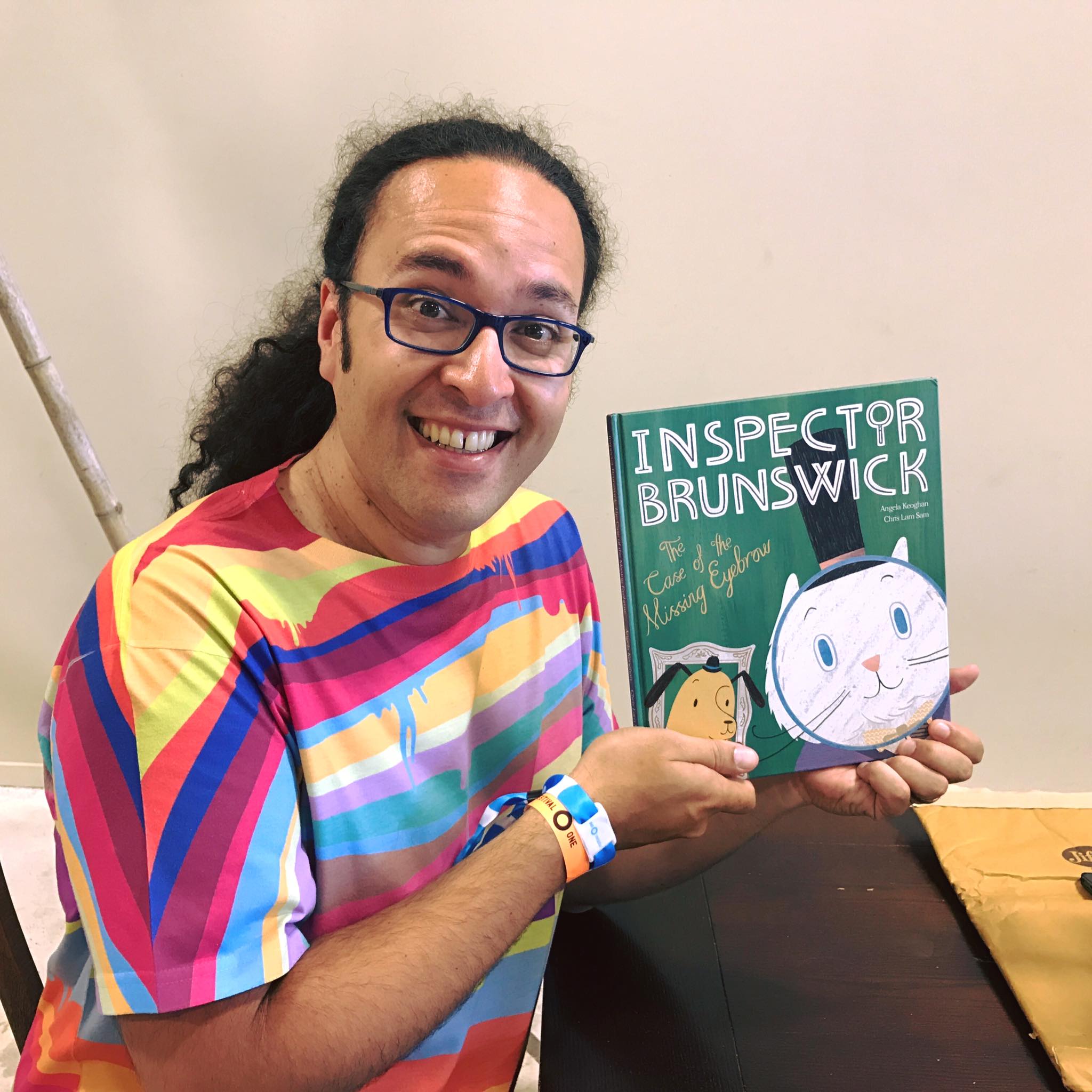 Chris holding his first book for the first time (Jan 2017)