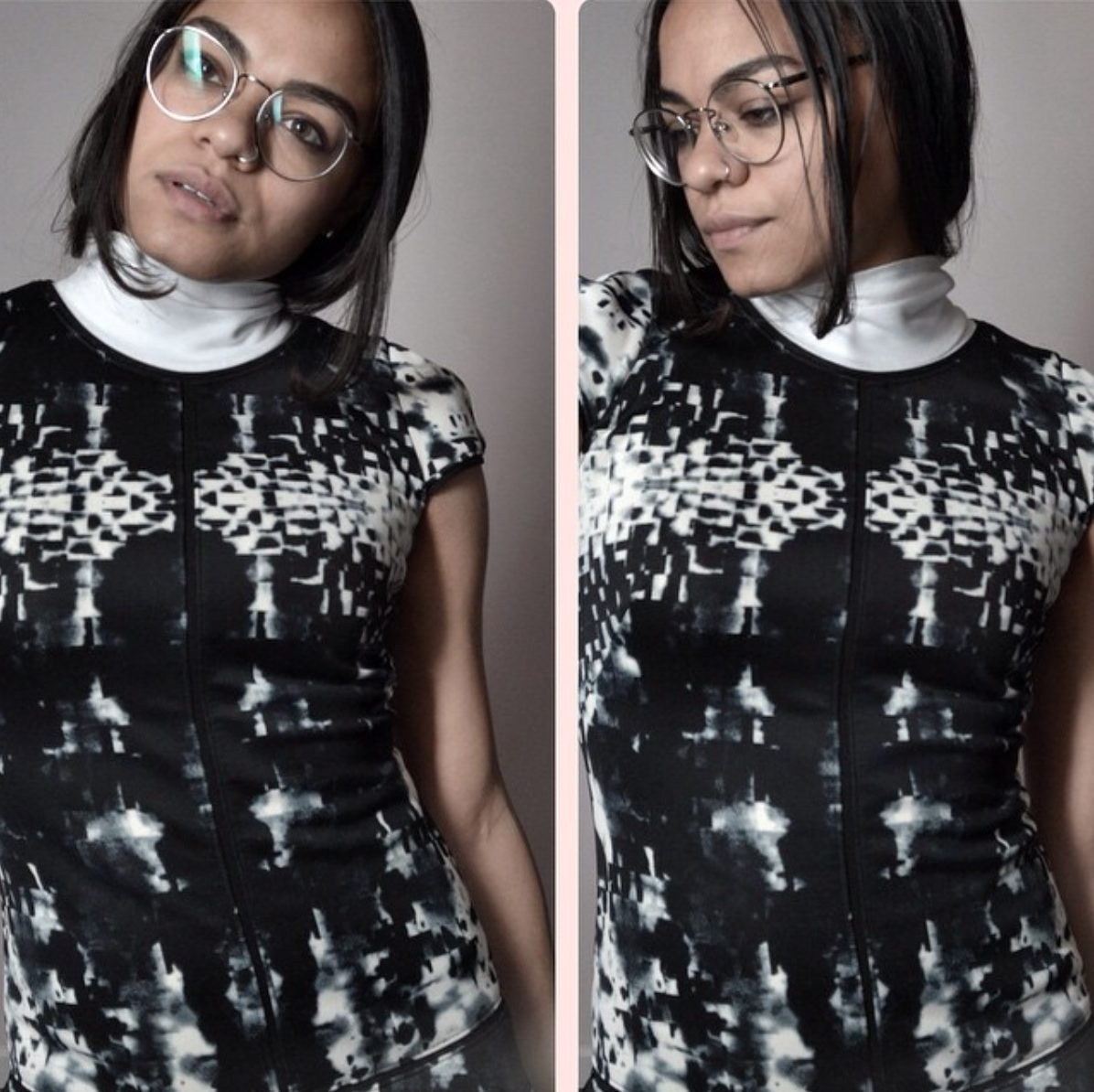 wearing: Persol eyeglasses, Yoana Baraschi dress, American Apparel turtle neck