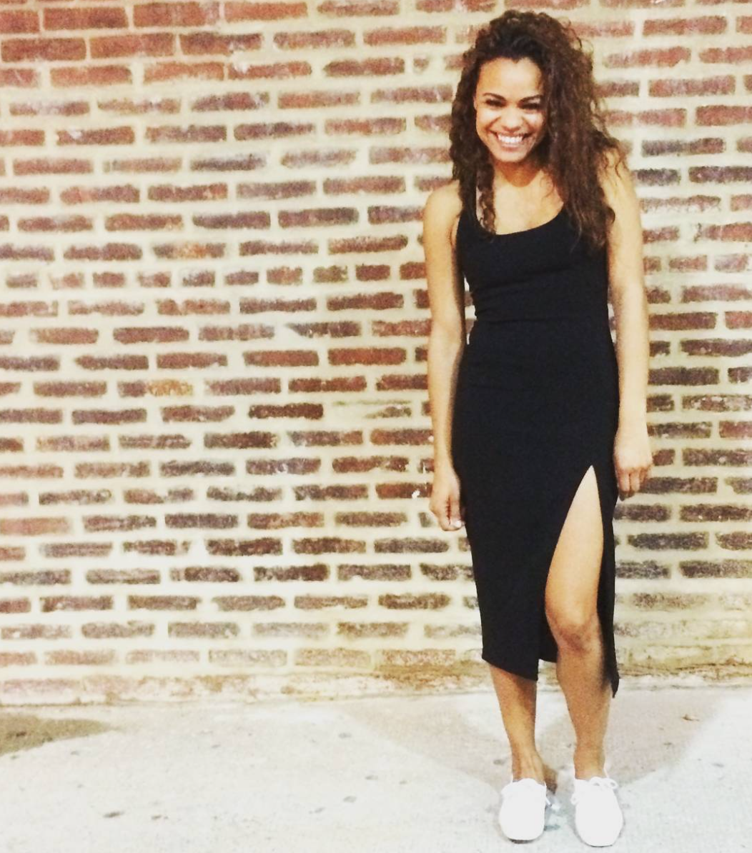 wearing: Jay Godfrey dress and Keds sneakers