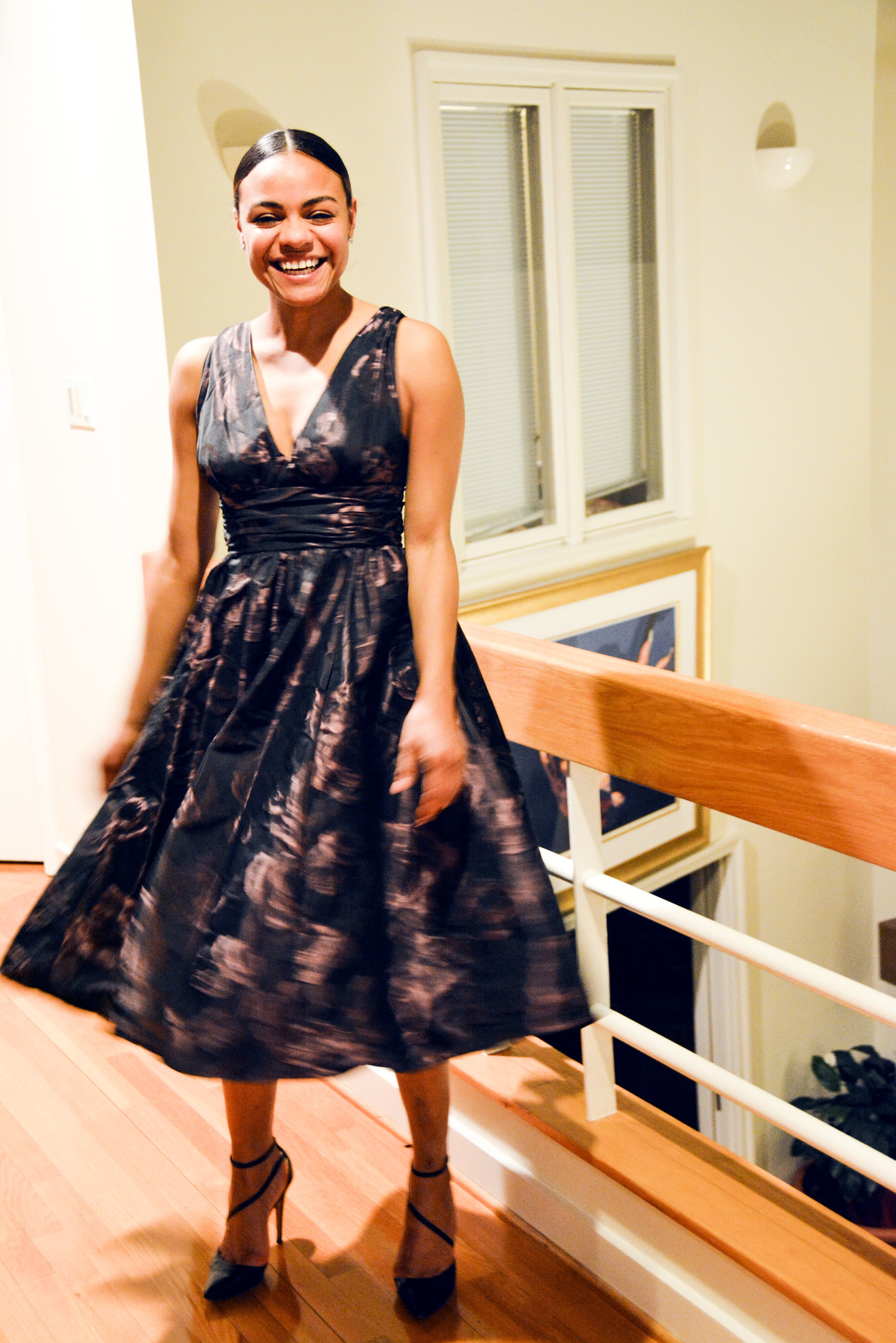 wearing: Tracy Reese dress and Alice + Olivia heels