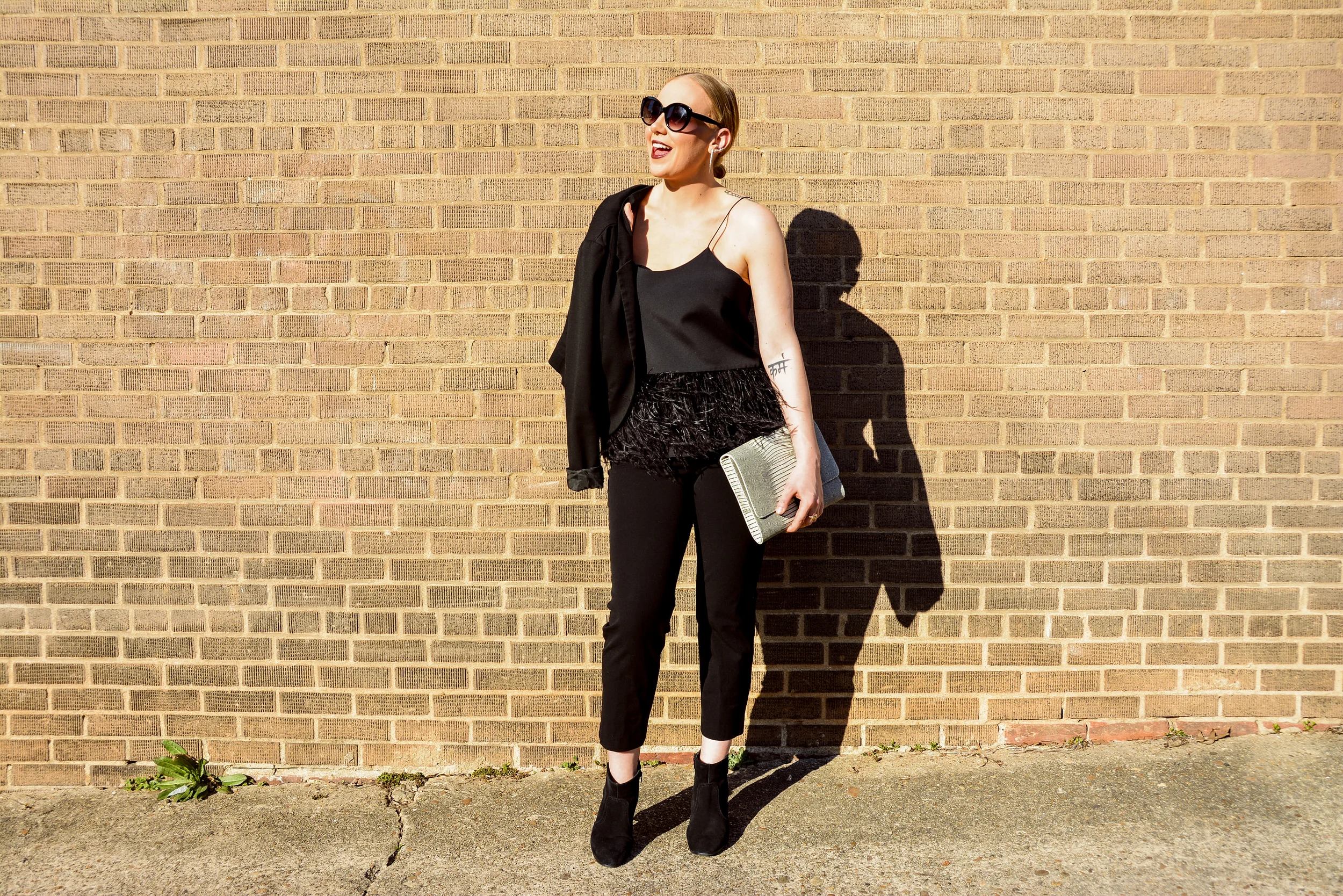 Blazer by Talbots, Top by Tibi, Chinos and Booties by H&M, Handbag by Opening Ceremony