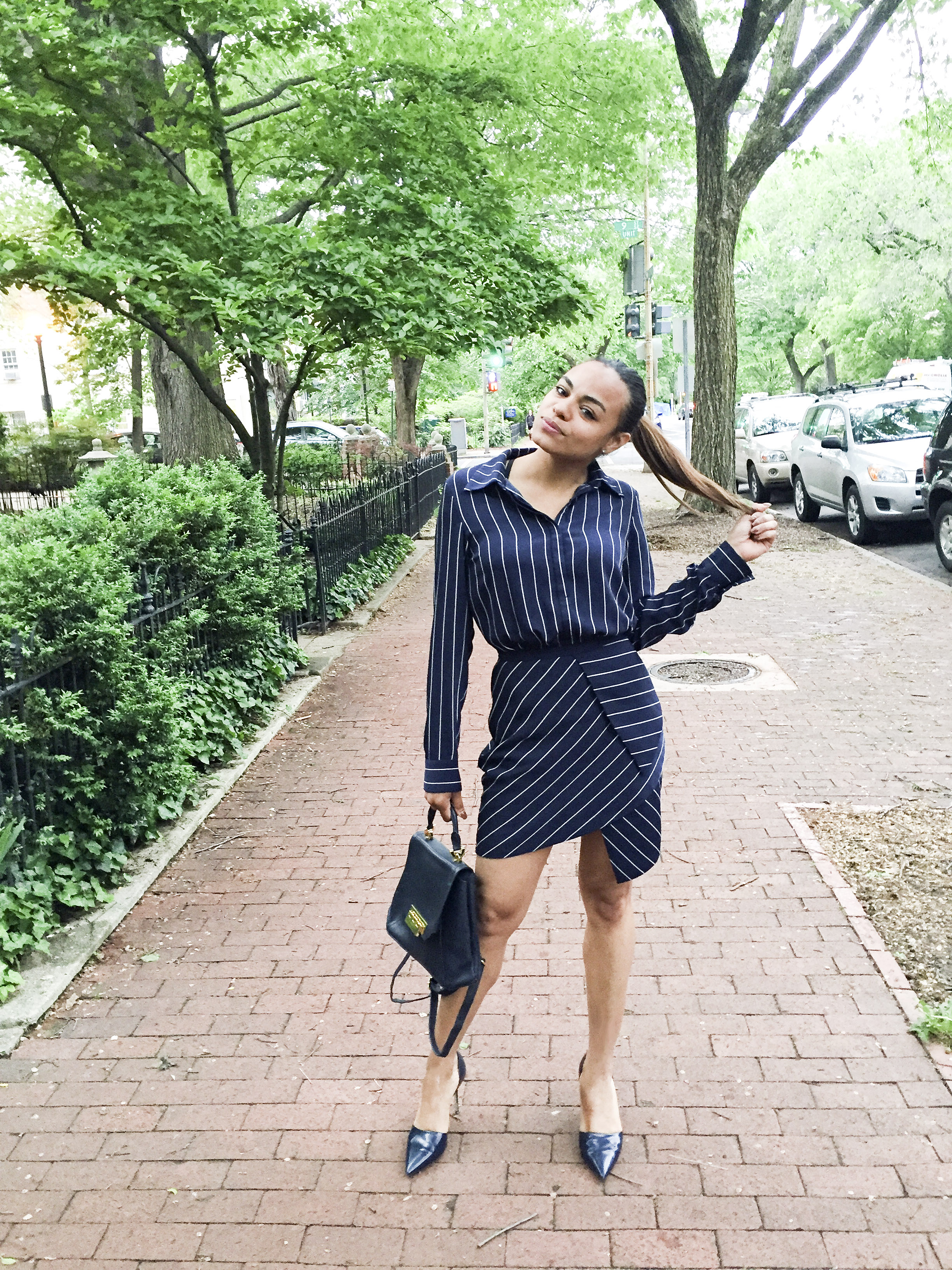 wearing: Stylestalker dress, J.Crew shoes, Zac Zac Posen backpack. 