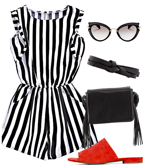 Romper: Zaful , Sunnies: Miu Miu , Belt: Isabel Marant , Bag: Rebecca Minkoff , Slides: Joe's Jeans.