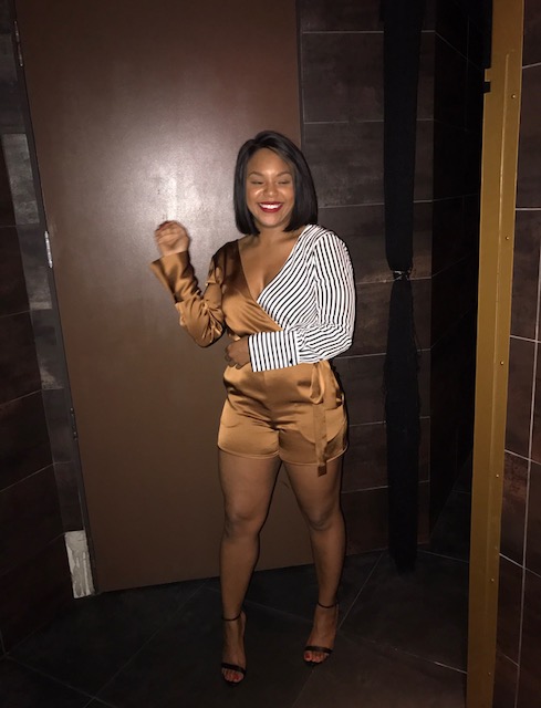Walked in the party and these girls lookin at me *hair flip* I loved this romper so much! The color, the stripes, errrrrrthang! It was perfect for a happy hour event in Washington, DC.