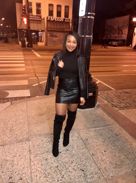 All black at the white show. Actually didn't wear this to a white show, wore it for my friends birthday celebrations in DC (I'm alway there, I should move). Anywhoo, leather on leather plus black PLUS thigh highs...showstopper! 