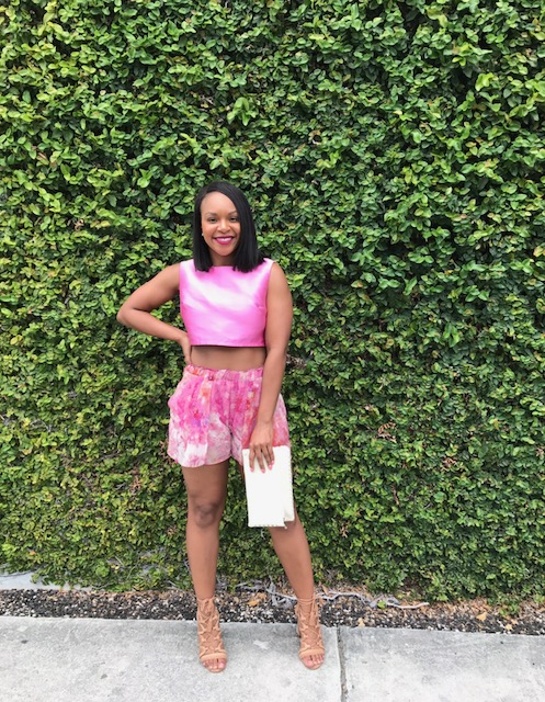 It's Miami, you gotta go all out with colors and prints! I LOVE this pink outfit so much! I've had these Rachel Roy shorts since 2010!! 