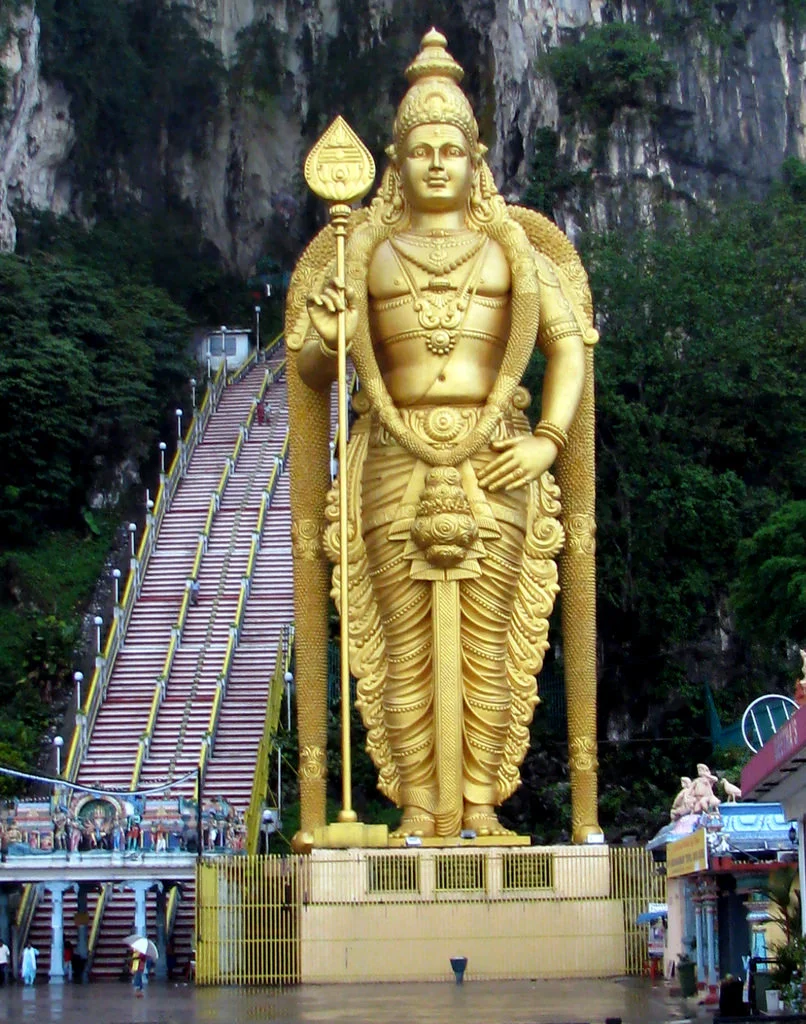Lord Murugan Statue, is the tallest statue of a Hindu deity in Malaysia and second tallest statue of a Hindu deity in the world. It is located at the Hindu Temple Sri Murugan Perumal Kovil at the foot of Batu Caves . Photo by Ramanathan Kathiresan on flickr