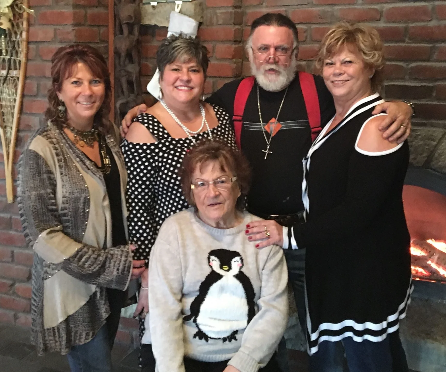 Lottie (front), with Cindy, Nancy, Richard, Diana, 2 Jan. 2016.