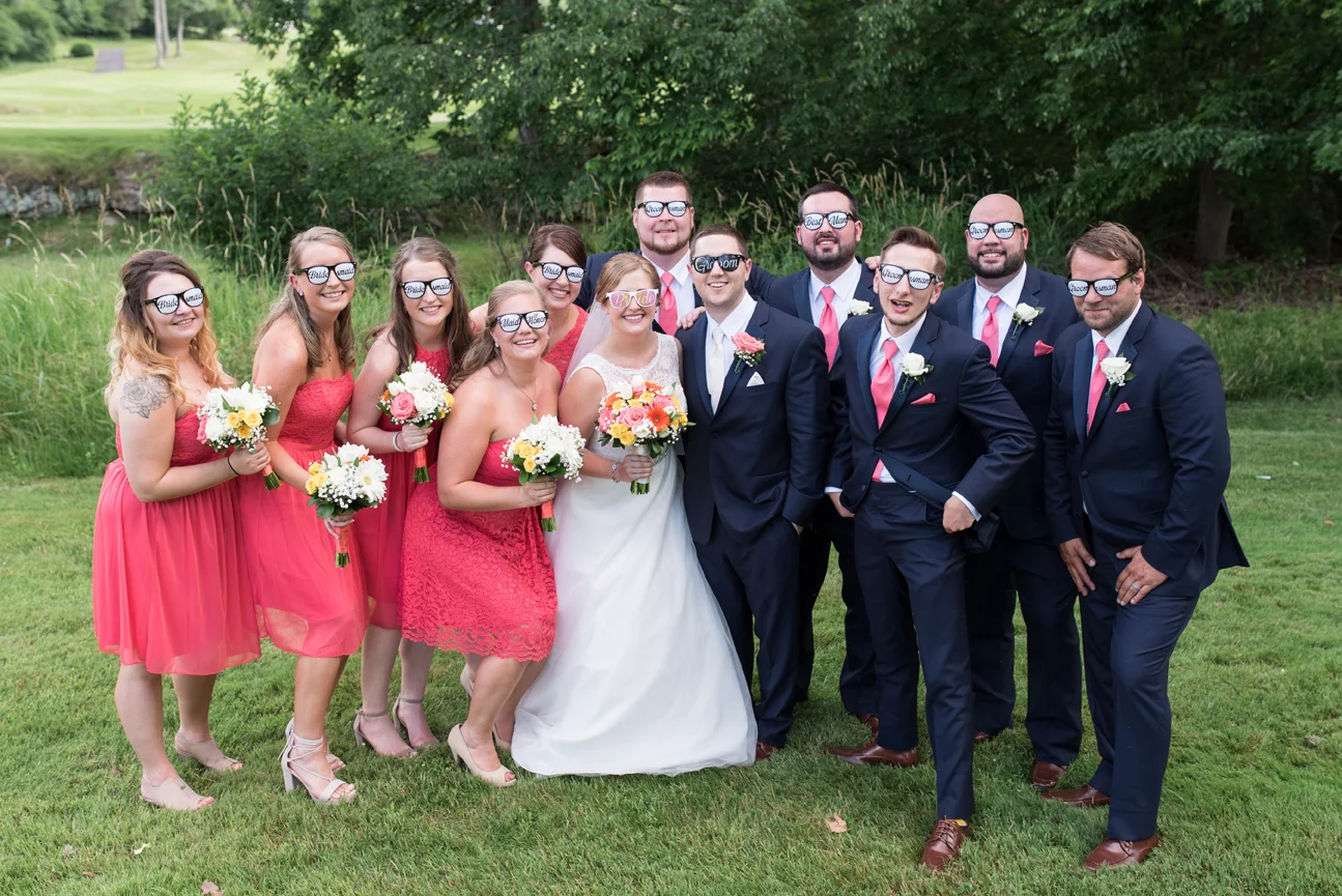 Fun and Silly bridal party at Great Bear Golf Club in East Stroudsburg Pennsylvania. Photography by Smile Peace Love Creative wedding photography.