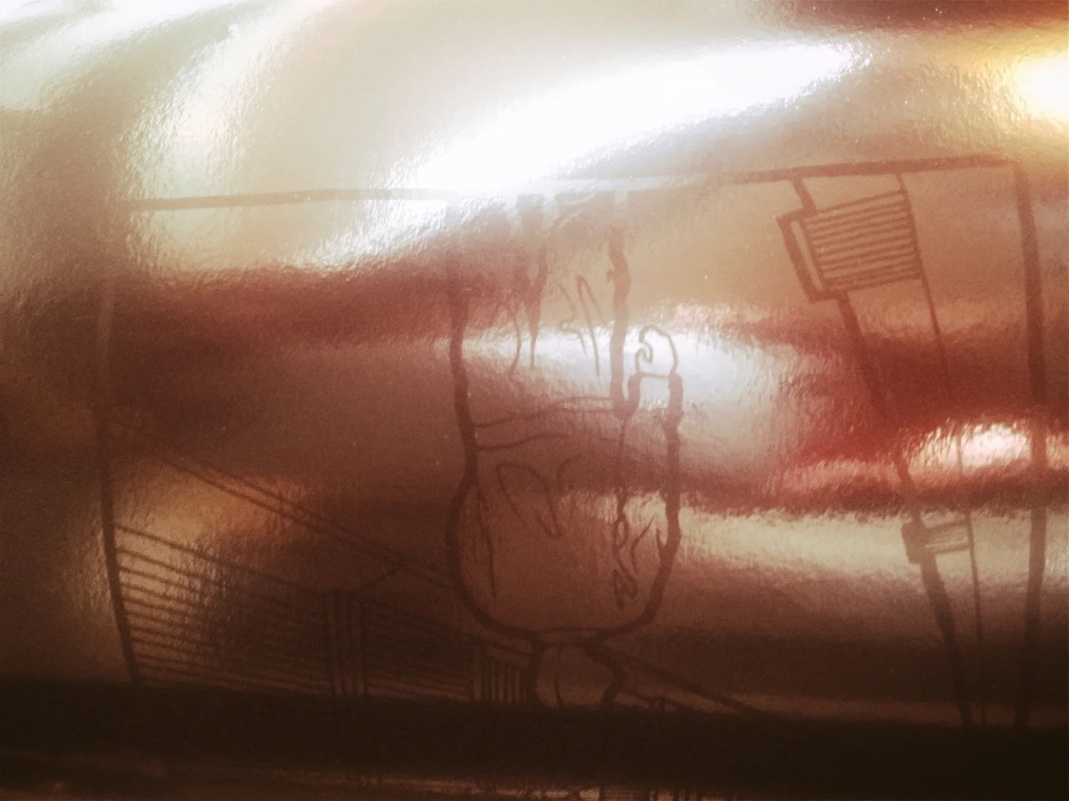 The stencil wrapped around the drum.