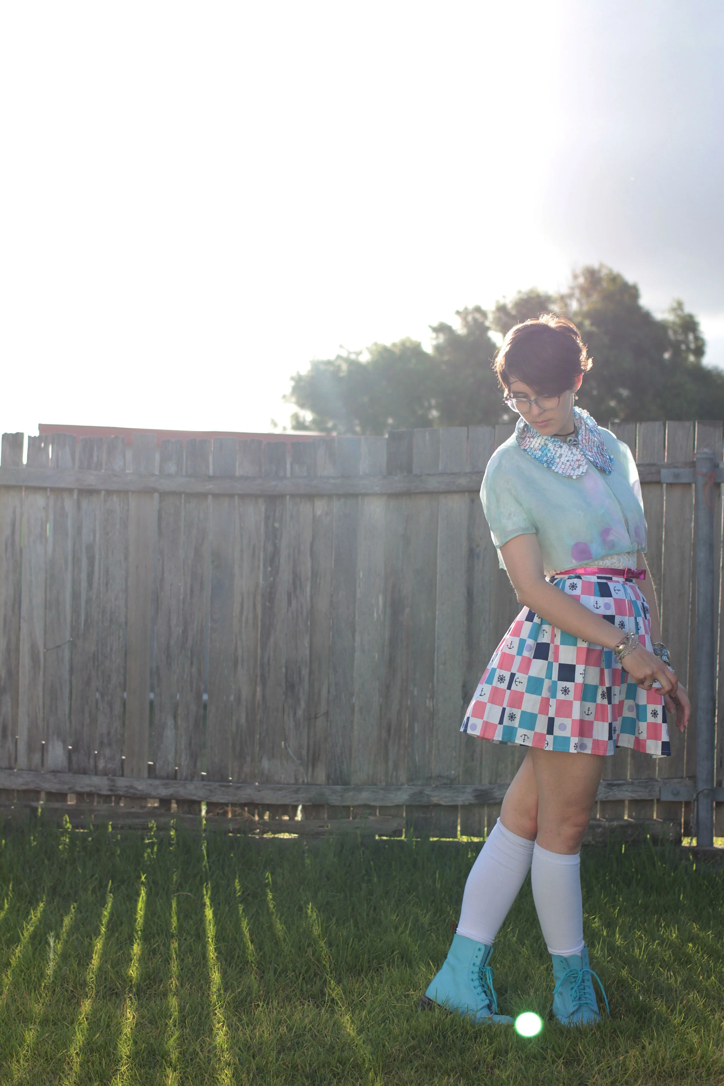 Bolero: Lady Petrova, Shirt: Ebay, Belt: Kmart, Skirt: Home made, Socks: Socks and more, Boots: Dr Martens.