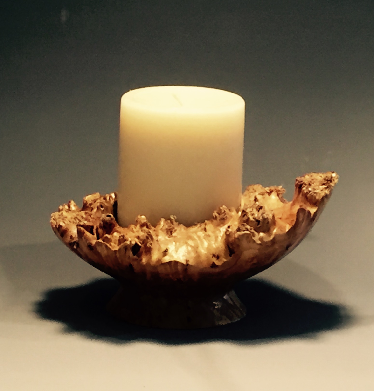 Maple natural edge candle holder. 