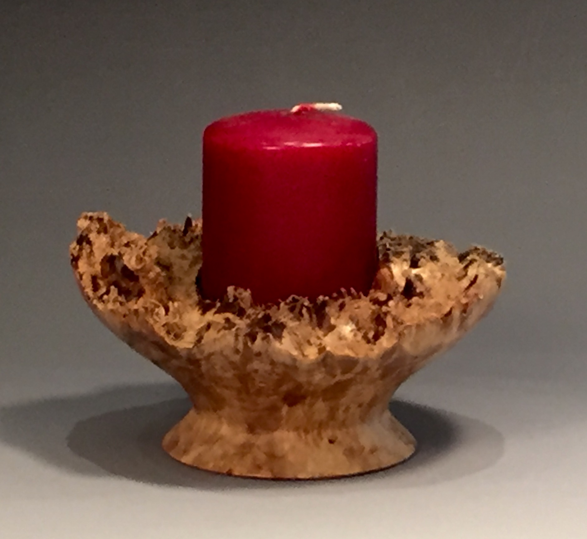 Maple natural edge candle holder. 