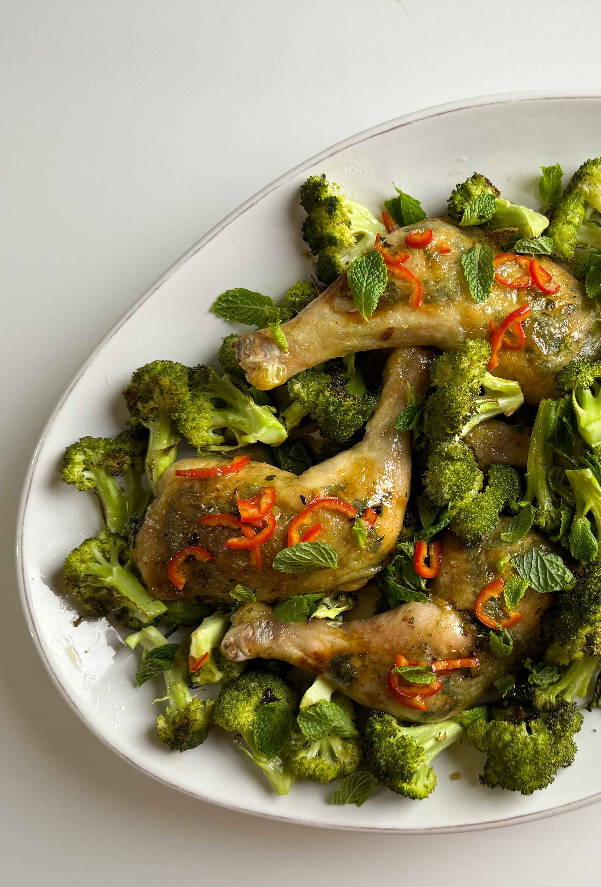 Roast Chicken and Broccoli with Nuoc Cham Vinaigrette (Gà Rô Ti)