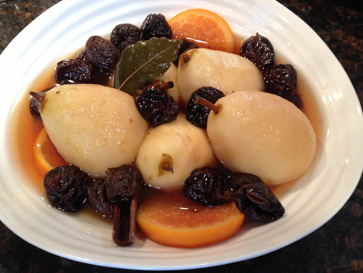 Paula Wolfert's Poached Pears with Prunes