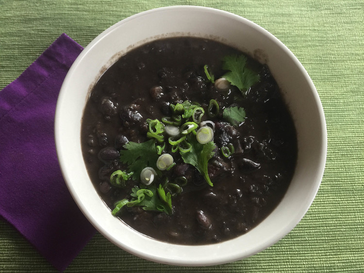 Black Bean Soup with Roasty Veg