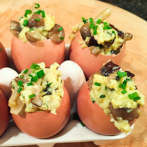 Slow-Scrambled Egg Tapas with Mushrooms