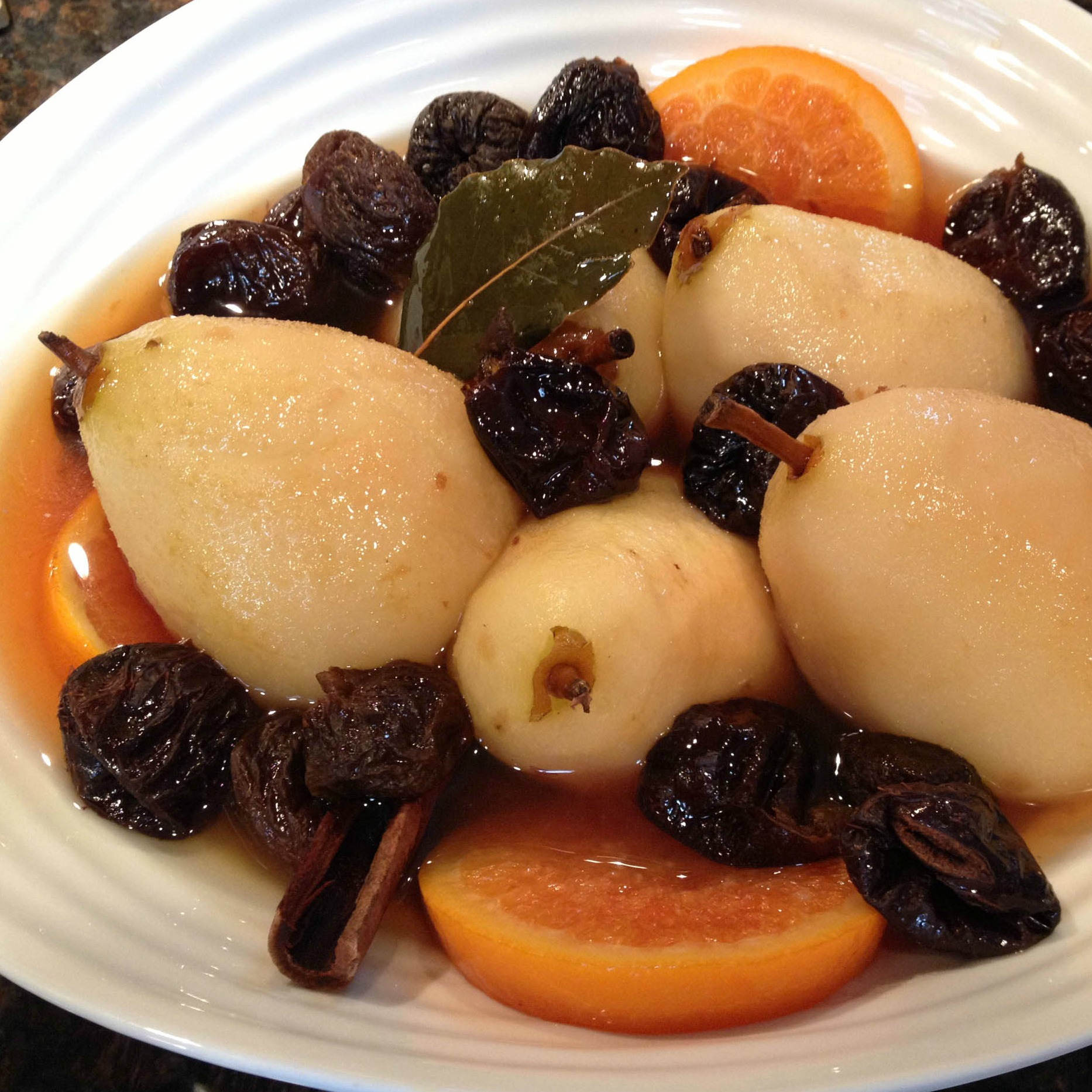 Poached Pears with Prunes