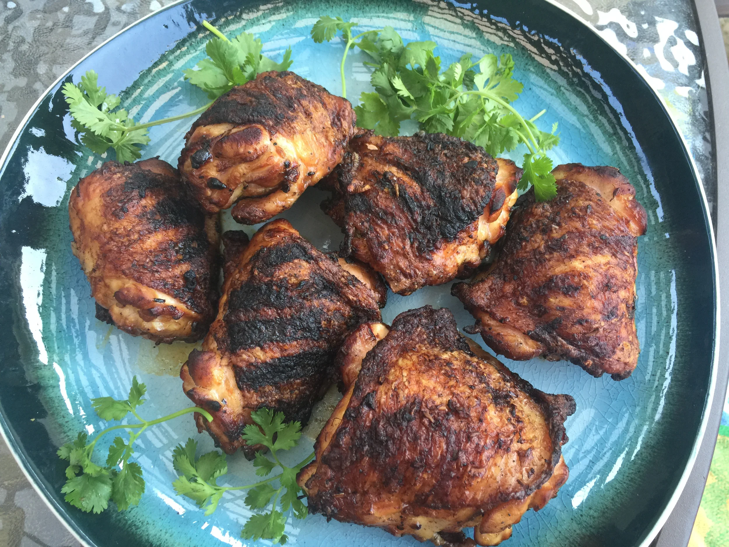 Crispy-skinned Asian grilled chicken thighs.jpg