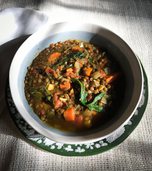 Green Lentil-Baby Kale Super-Warming Detox Soup