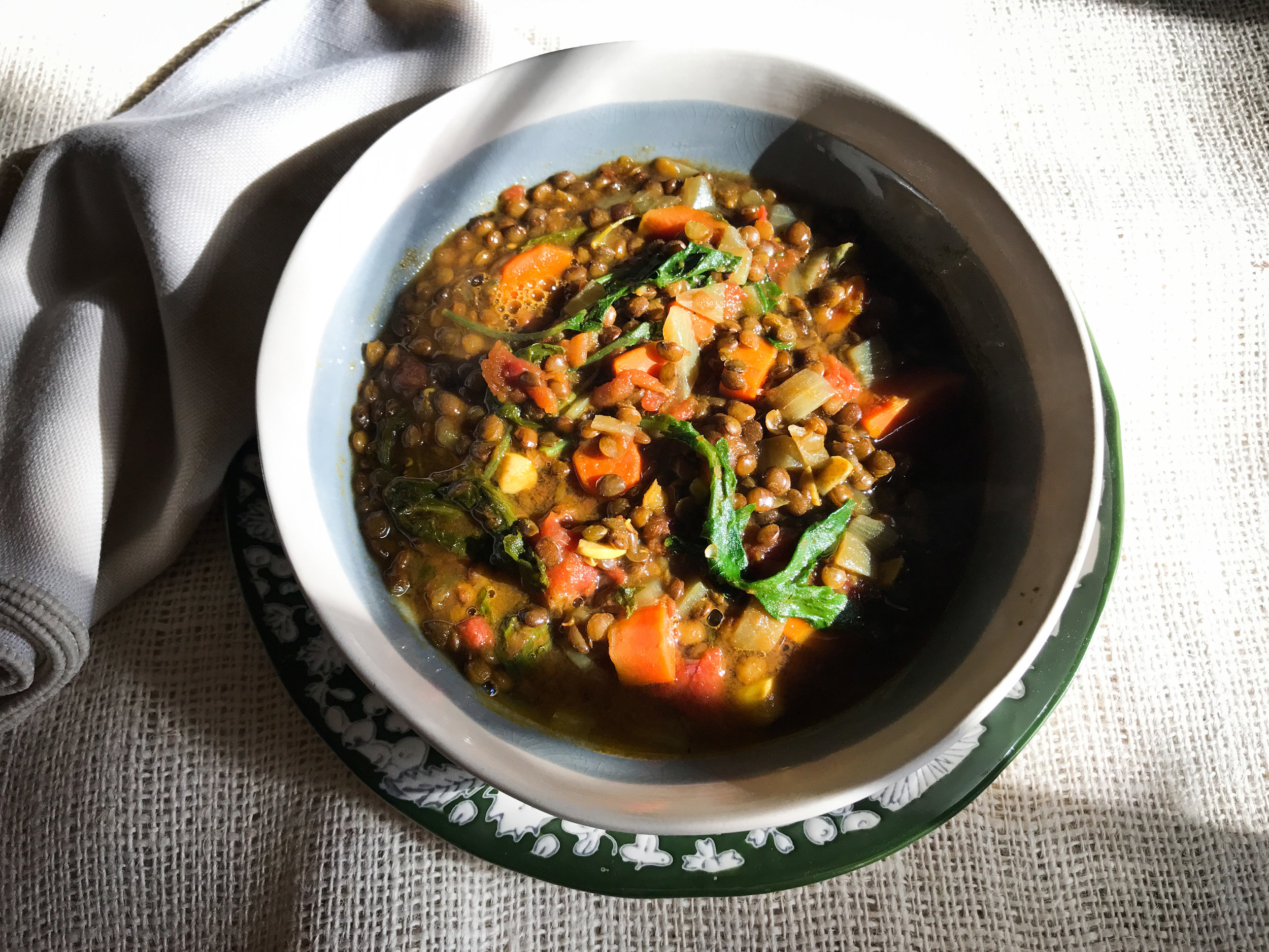 Green Lentil-Baby Kale Soup