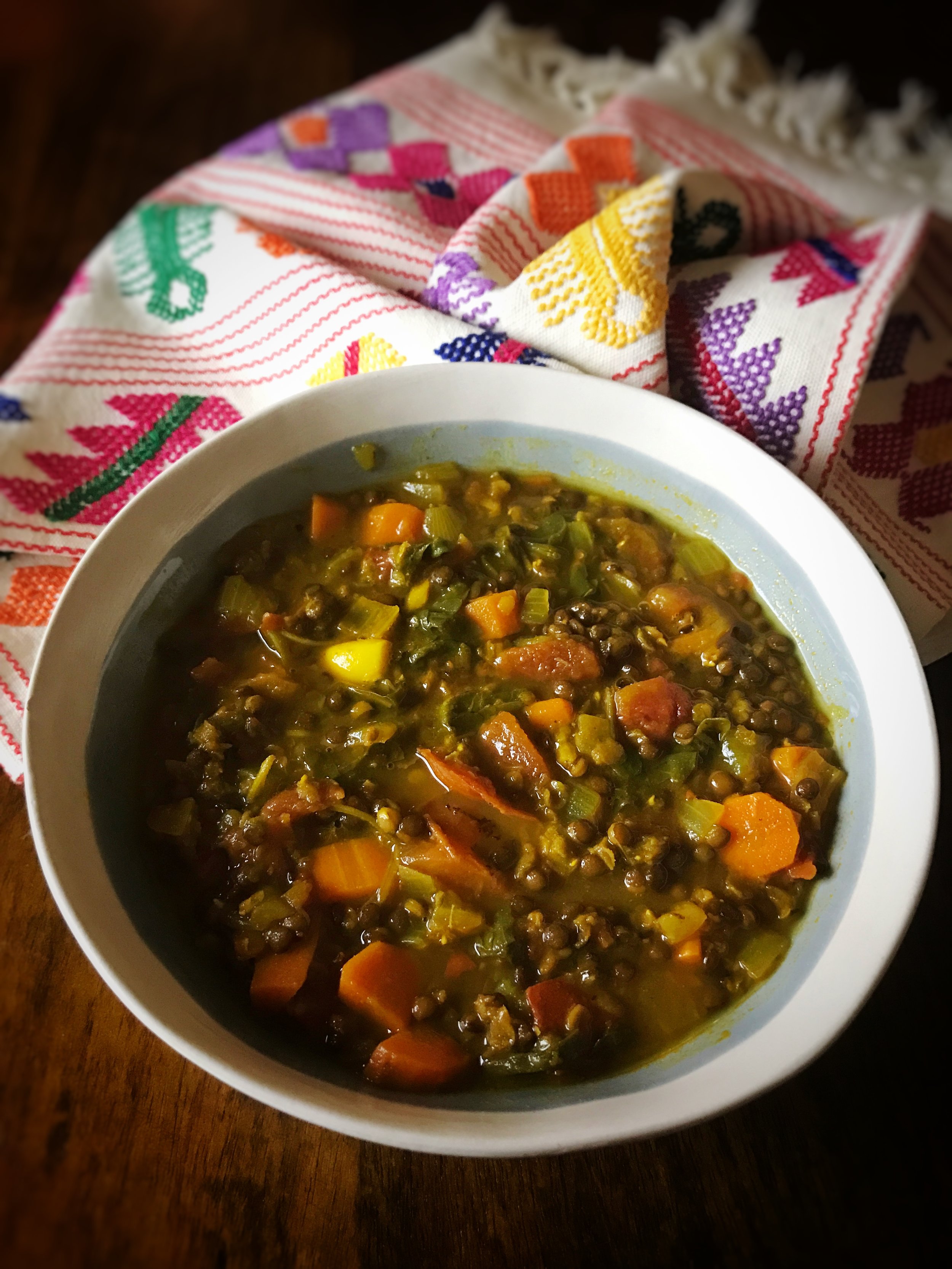 Gingery Lentil and Greens Soup