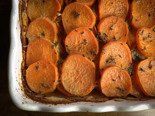 Regina's Savory Sweet Potato Gratin (Vegetarian)