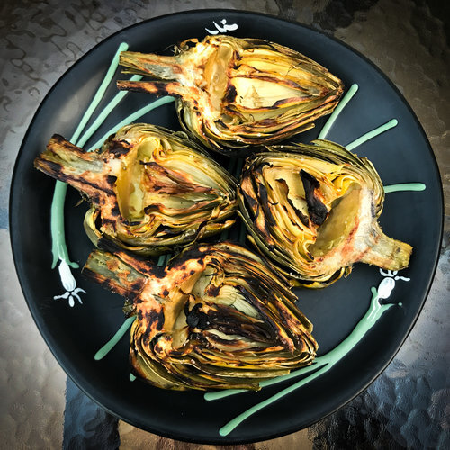 Grilled Artichokes with Aioli (Vegetarian)