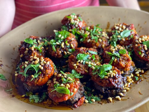 'Falastin’ Baked Kofta with Eggplant and Tomato