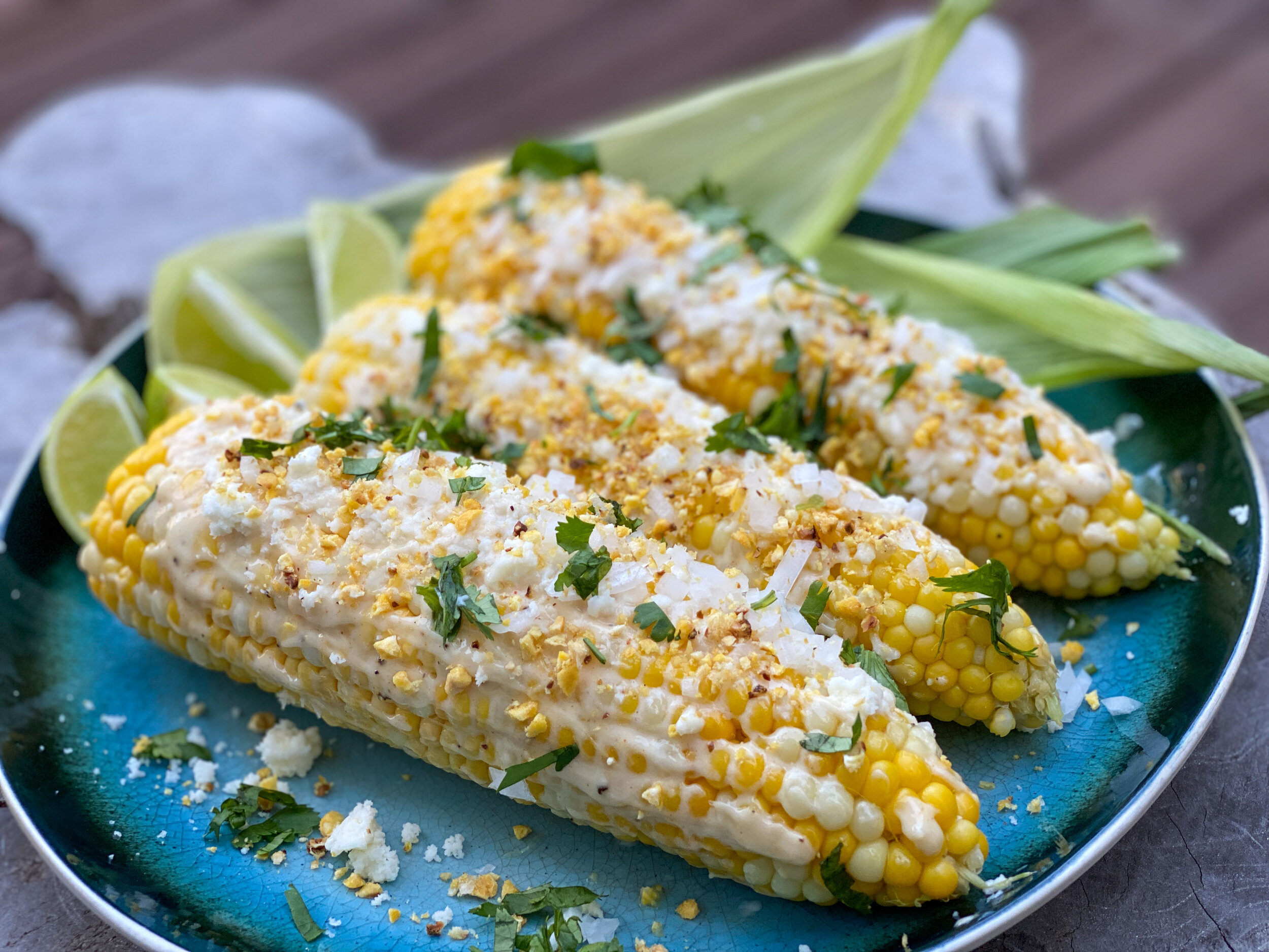 Corn on the Cob with Elote Slather (Vegetarian)