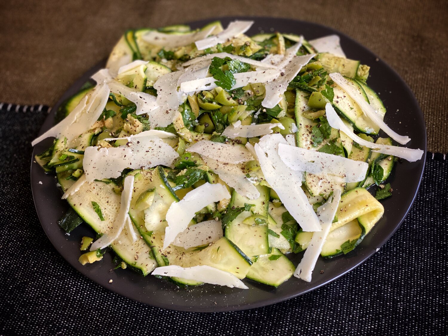 A16’s Raw Zucchini Salad with Green Olives, Mint and Pecorino