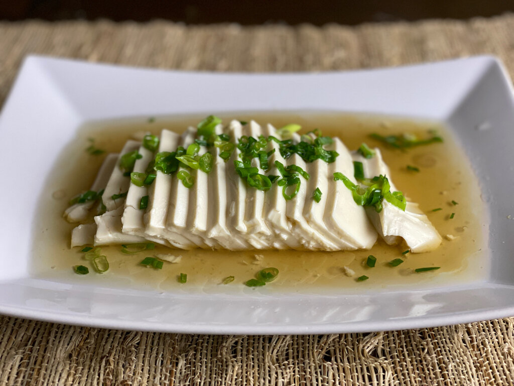 Silken Tofu with Soy Sauce (Xiao Cong Ban Dou Fu)