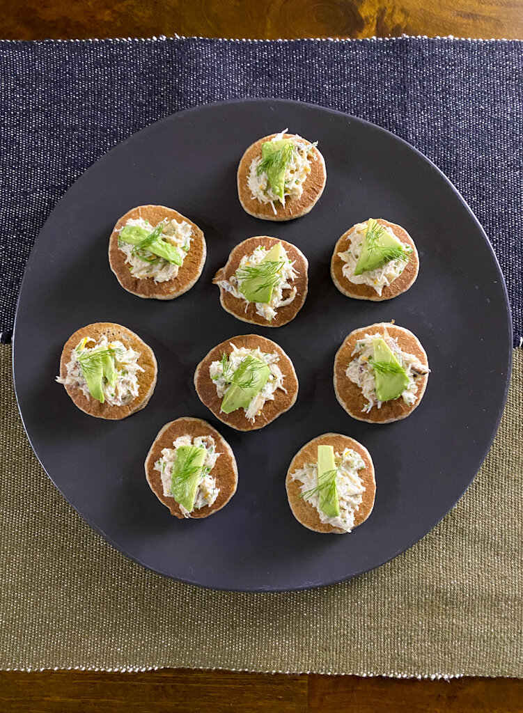 Buckwheat Blini with Crab Salad