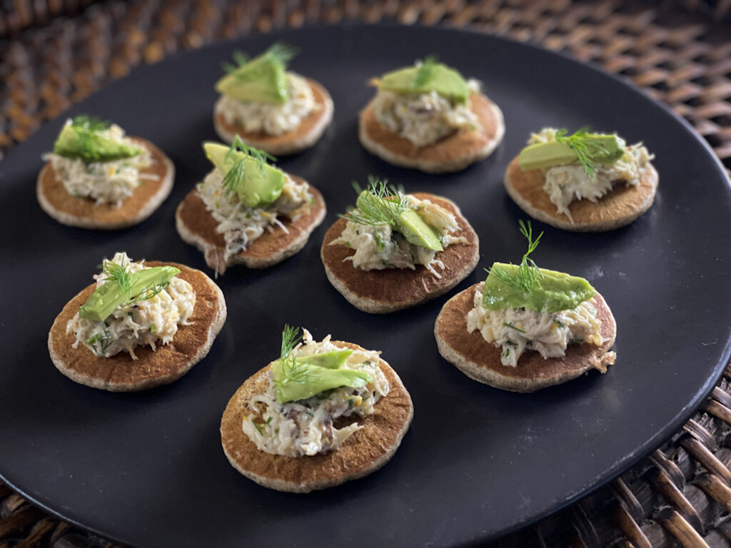 Buckwheat Blini with Crab Salad