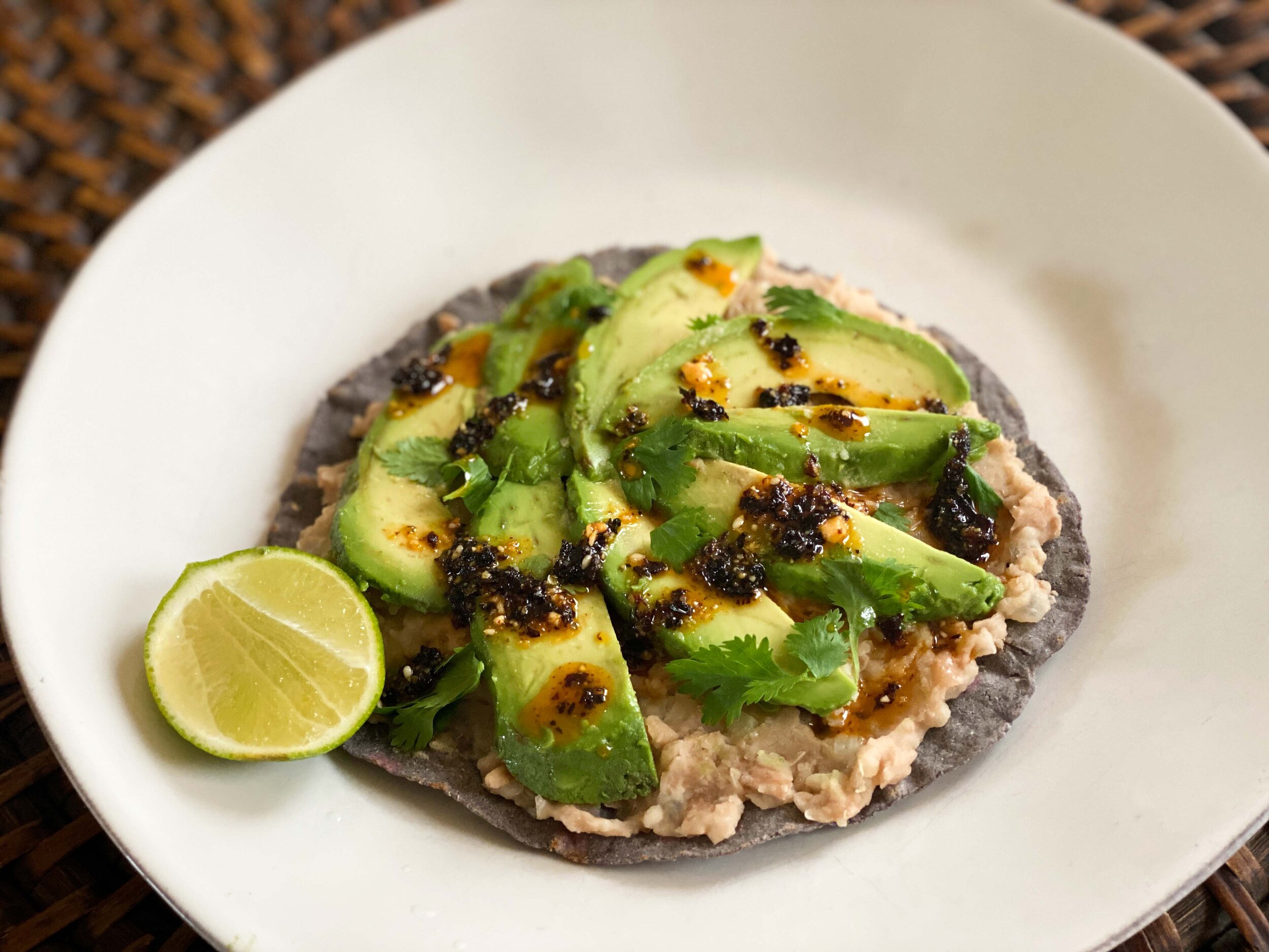 Avocado Tlayudita with Salsa Macha