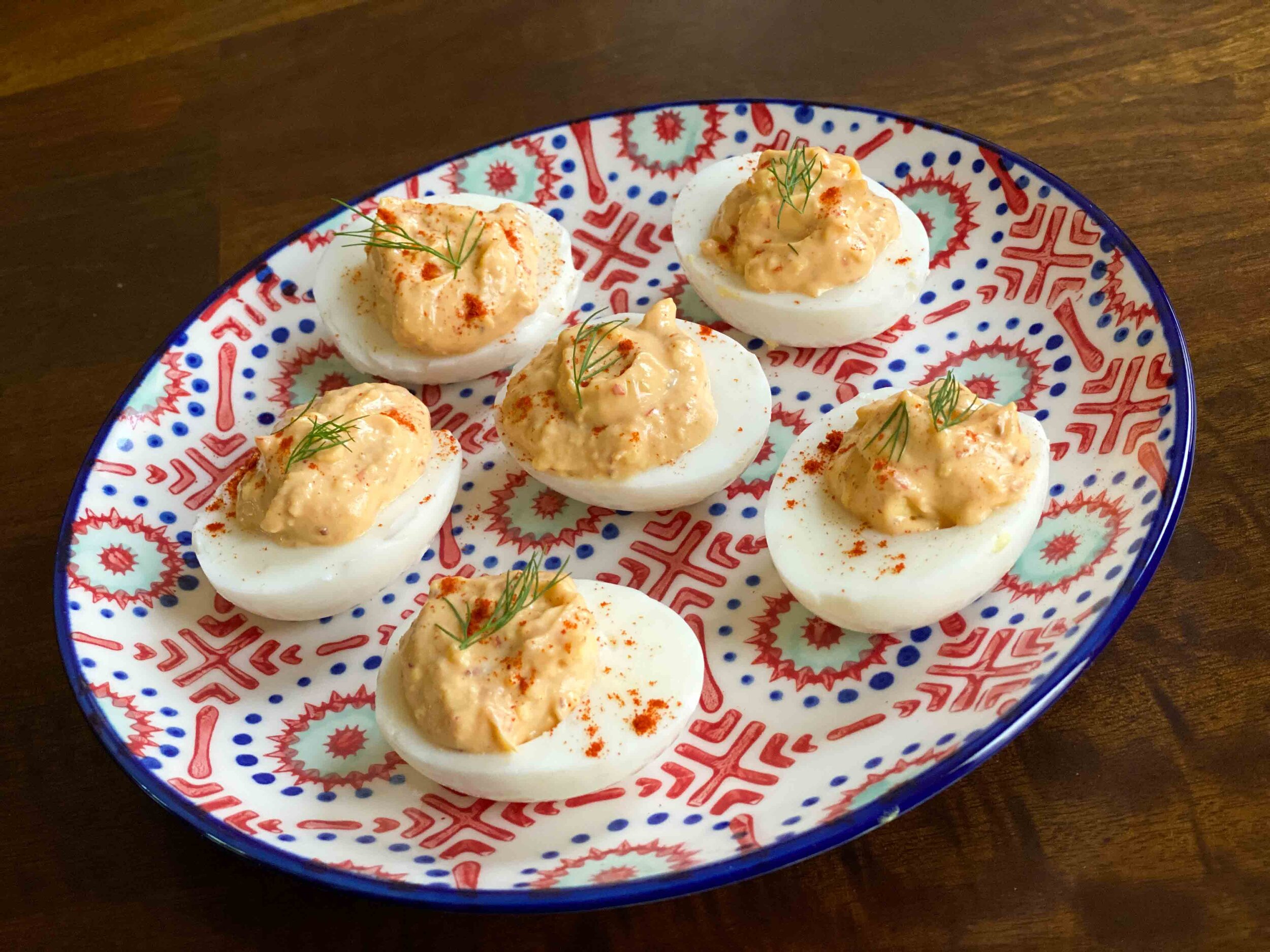 Harissa Deviled Eggs (Vegetarian)