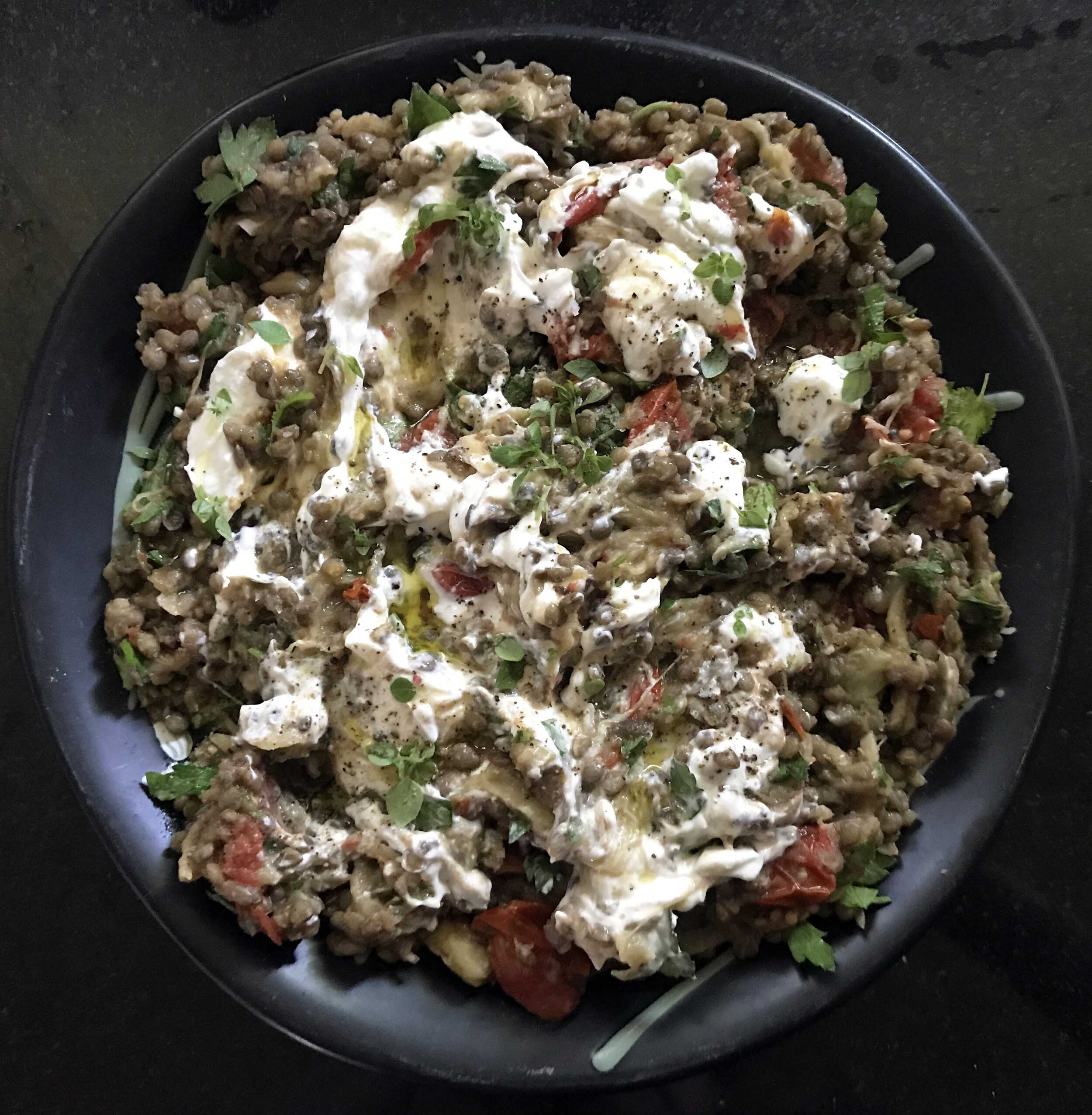 Ottolenghi’s Puy Lentils with Yogurt &amp; Eggplant