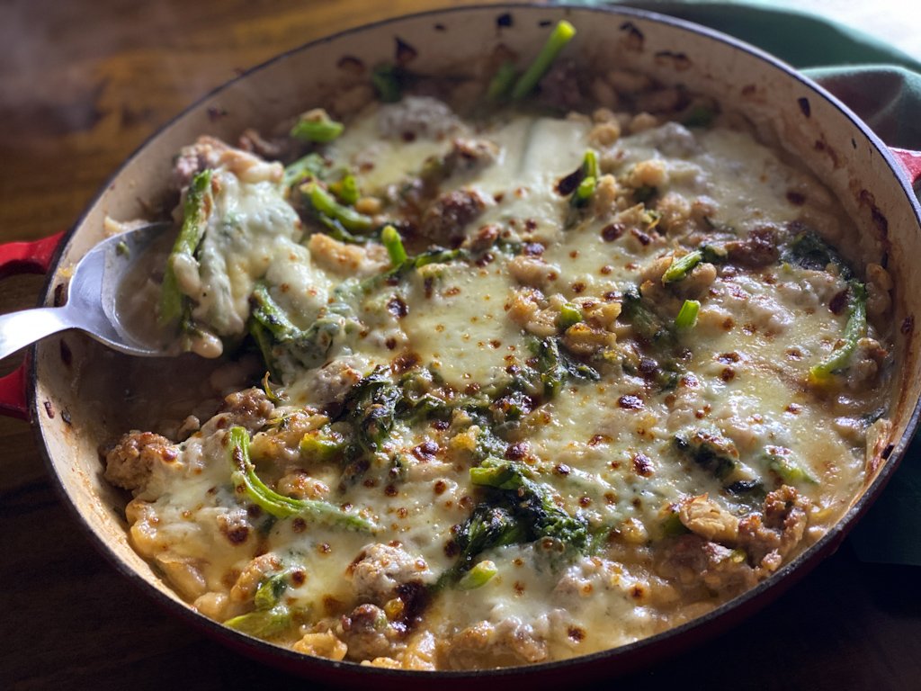 Rapini, Cannellini and Italian Sausage Melt