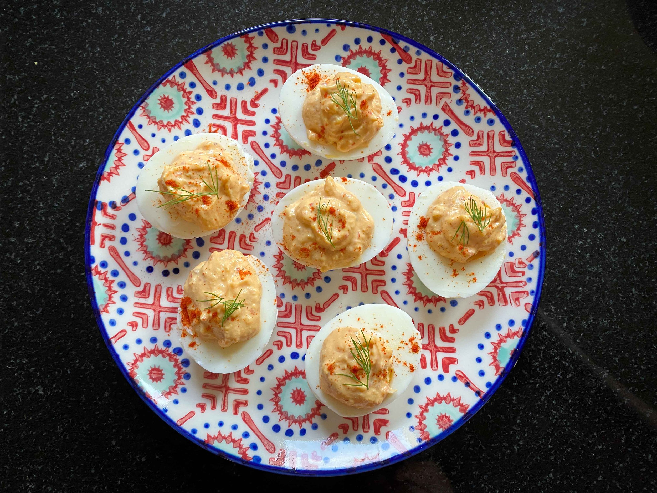 Harissa Deviled Eggs