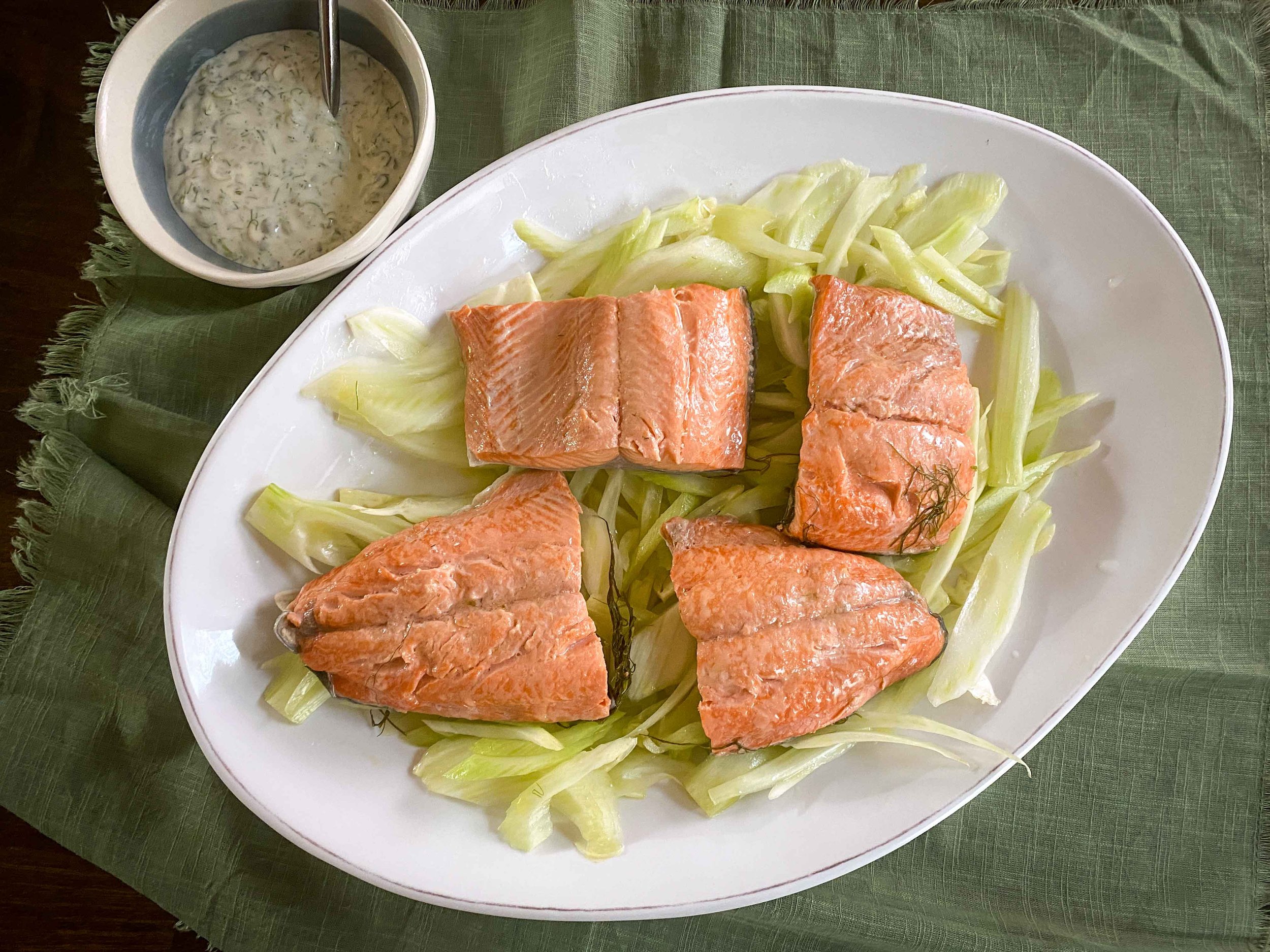 Poached Salmon with Fennel-Celery Salad